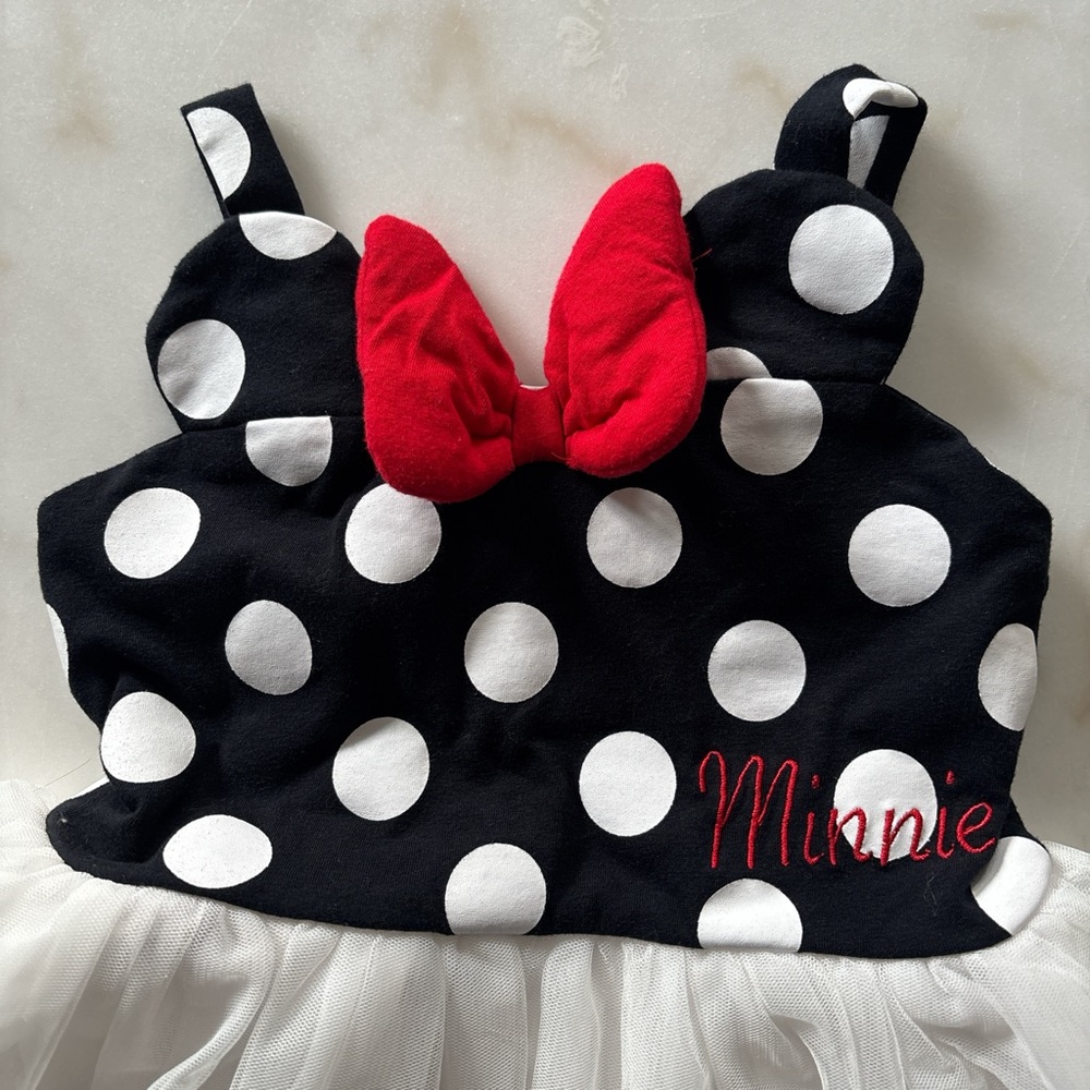 Disney Black and White Polka Dot Dress with Red Bow - Picture 2 of 4